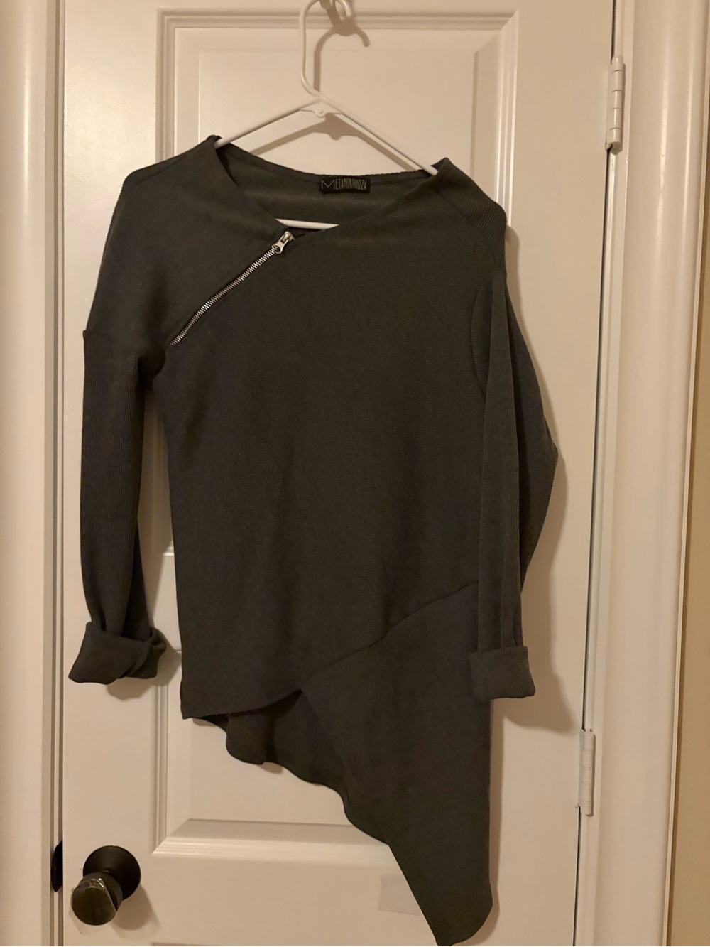 Asymmetrical Zip-Accent Women's Jacket in Dark Gray